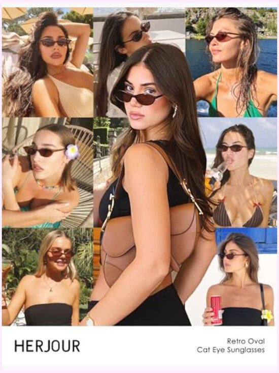 Retro Oval Cat Eye Sunglasses with 99% UV Protection HD TAC Lenses main image 6